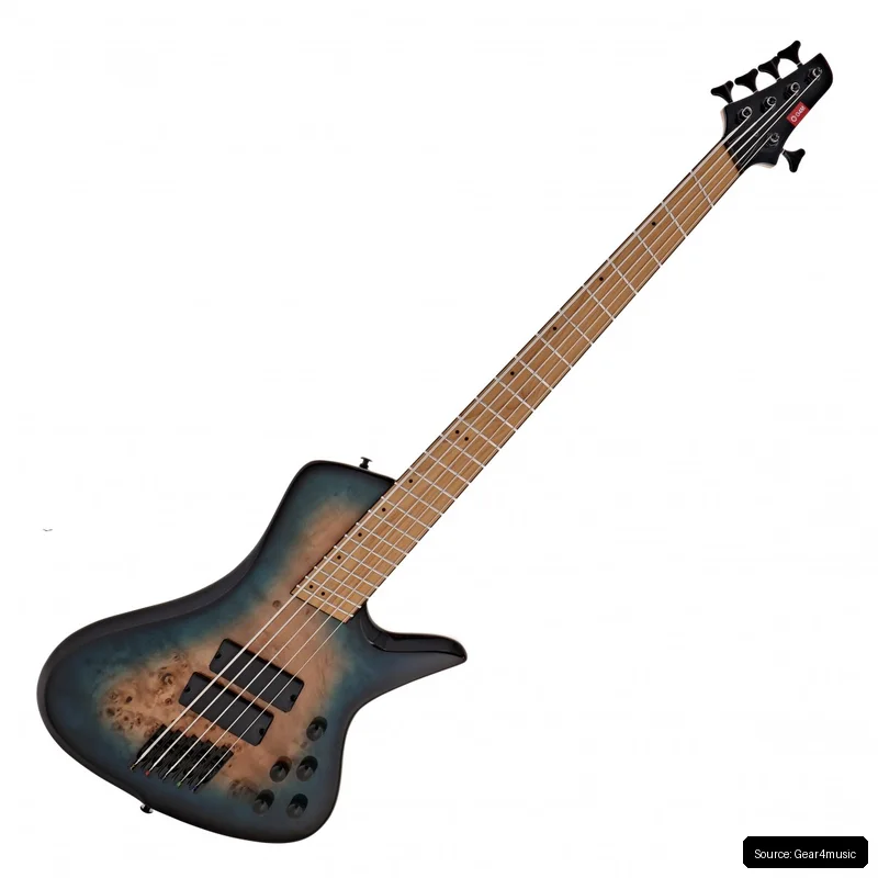 G4M 972 Bajo de 5 Cuerdas con Trastes en Abanico, Blue Burl Burst