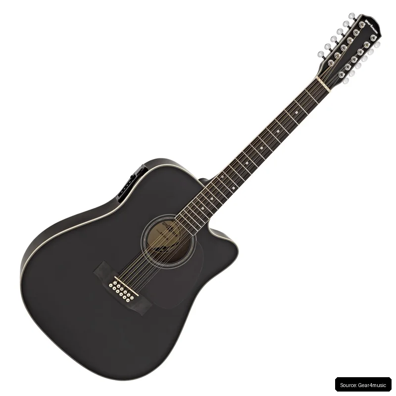 Guitarra Electroacústica Dreadnought de 12 Cuerdas de Gear4music, Negro - Seminuevo