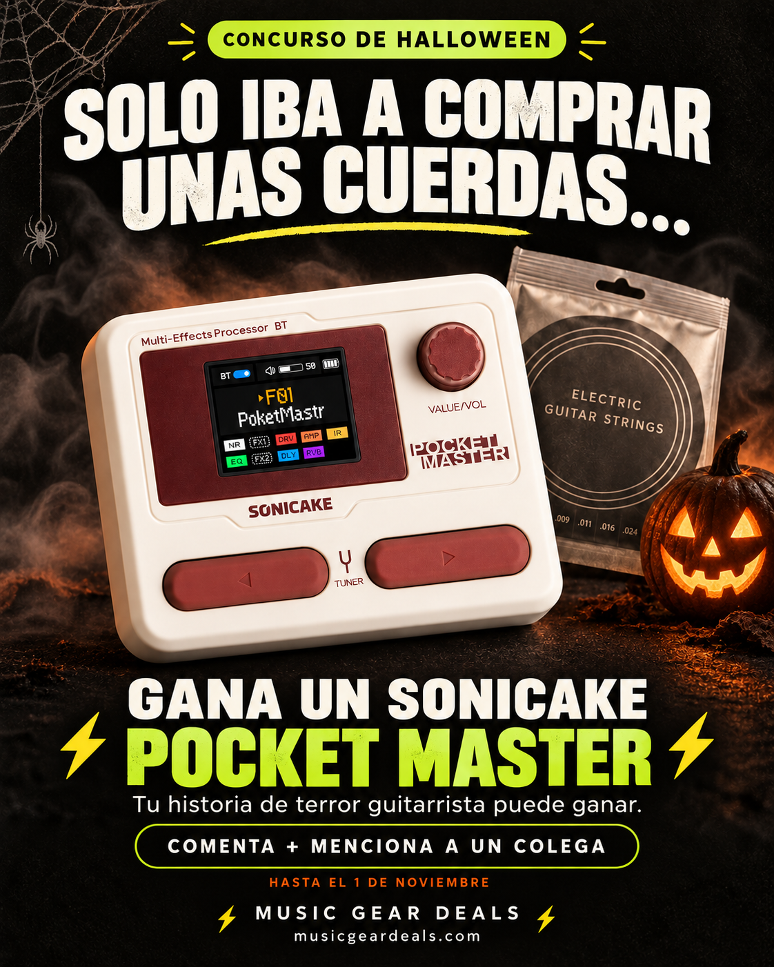 A white Sonicake Pocket Master next to a Halloween pumpkin